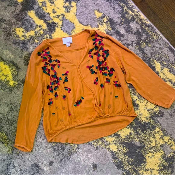 Chloe Oliver Anthropologie Embroidered Blouse Small EUC - Picture 1 of 5